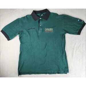 Vintage Canaska‎ Racing Mens Polo Shirt Size Large Green 100% Cotton Indy Lights
